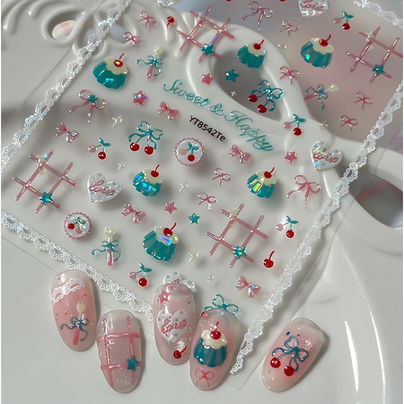 Nail Art Red Cherry - 1Pcs Cute Summer Red Cherry Nail