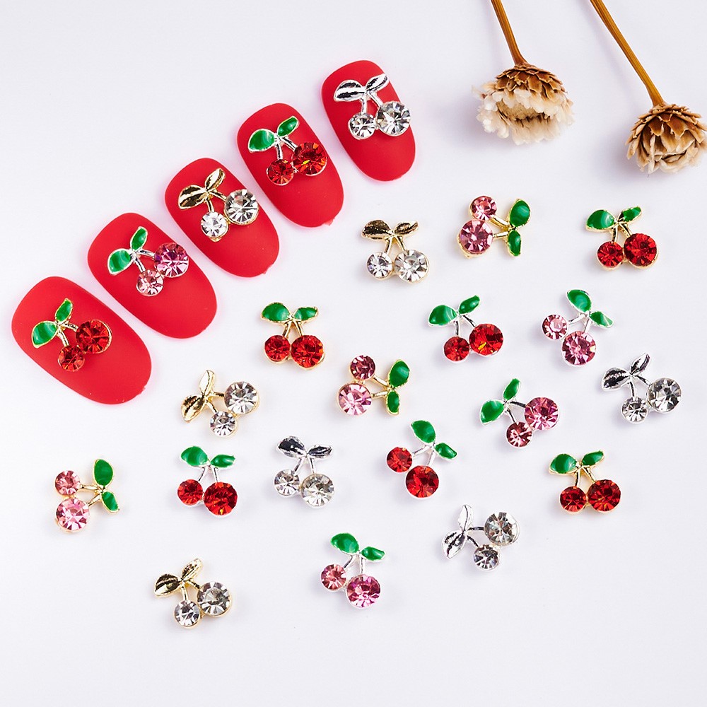 40pcs 3D Shiny Pink & Red Cher - Nail Art Red Cherry review and price