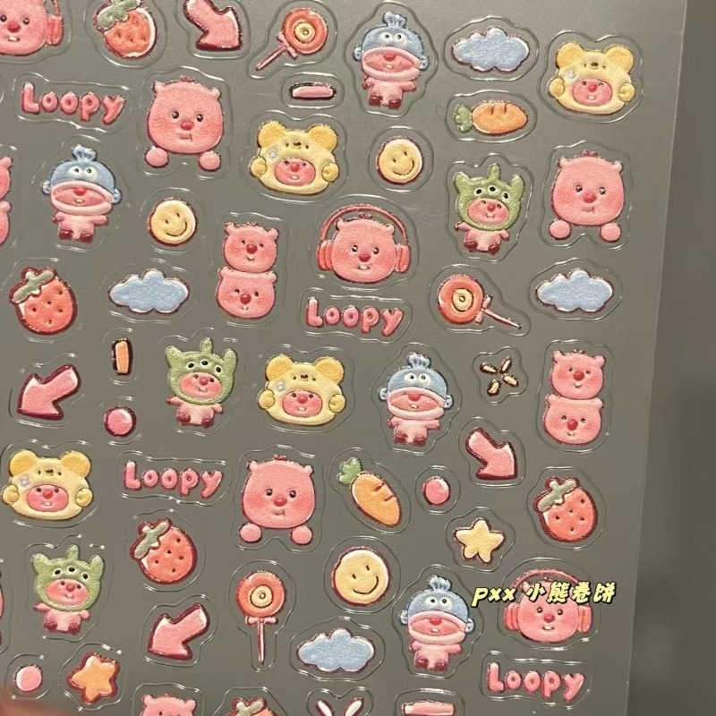 Loopy 3D embossed sticker, tra - Nail Art Quirky review and price