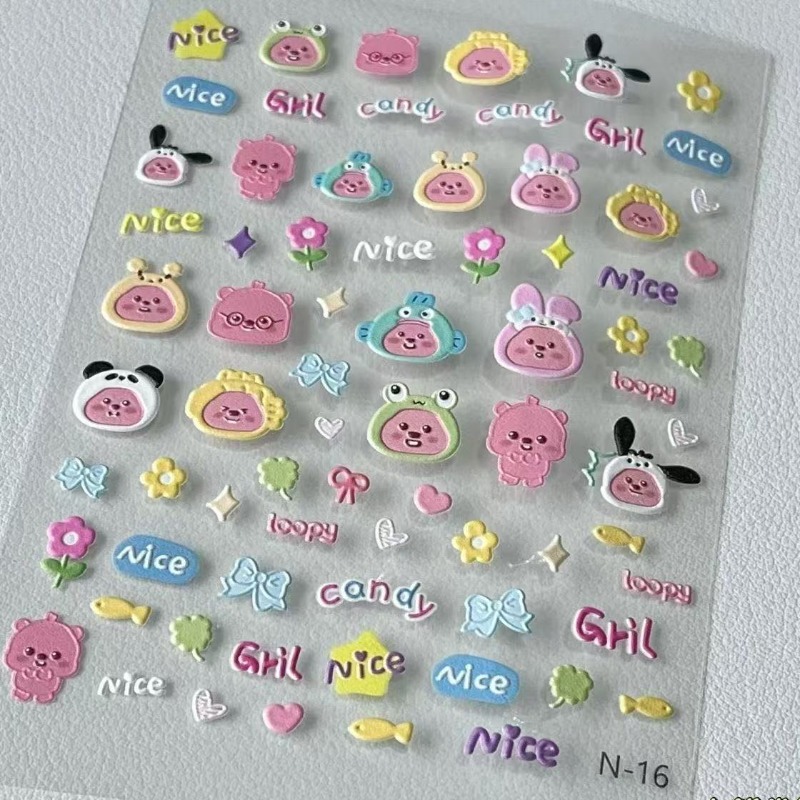 Loopy 3D embossed sticker, tra - Nail Art Quirky review and price