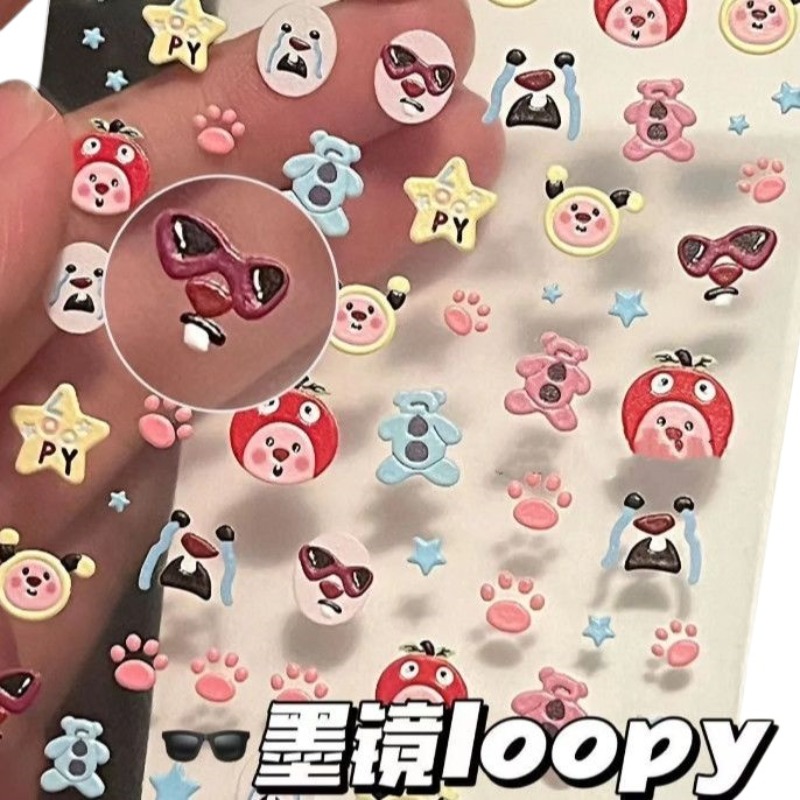 Loopy 3D embossed sticker, tra - Nail Art Quirky review and price