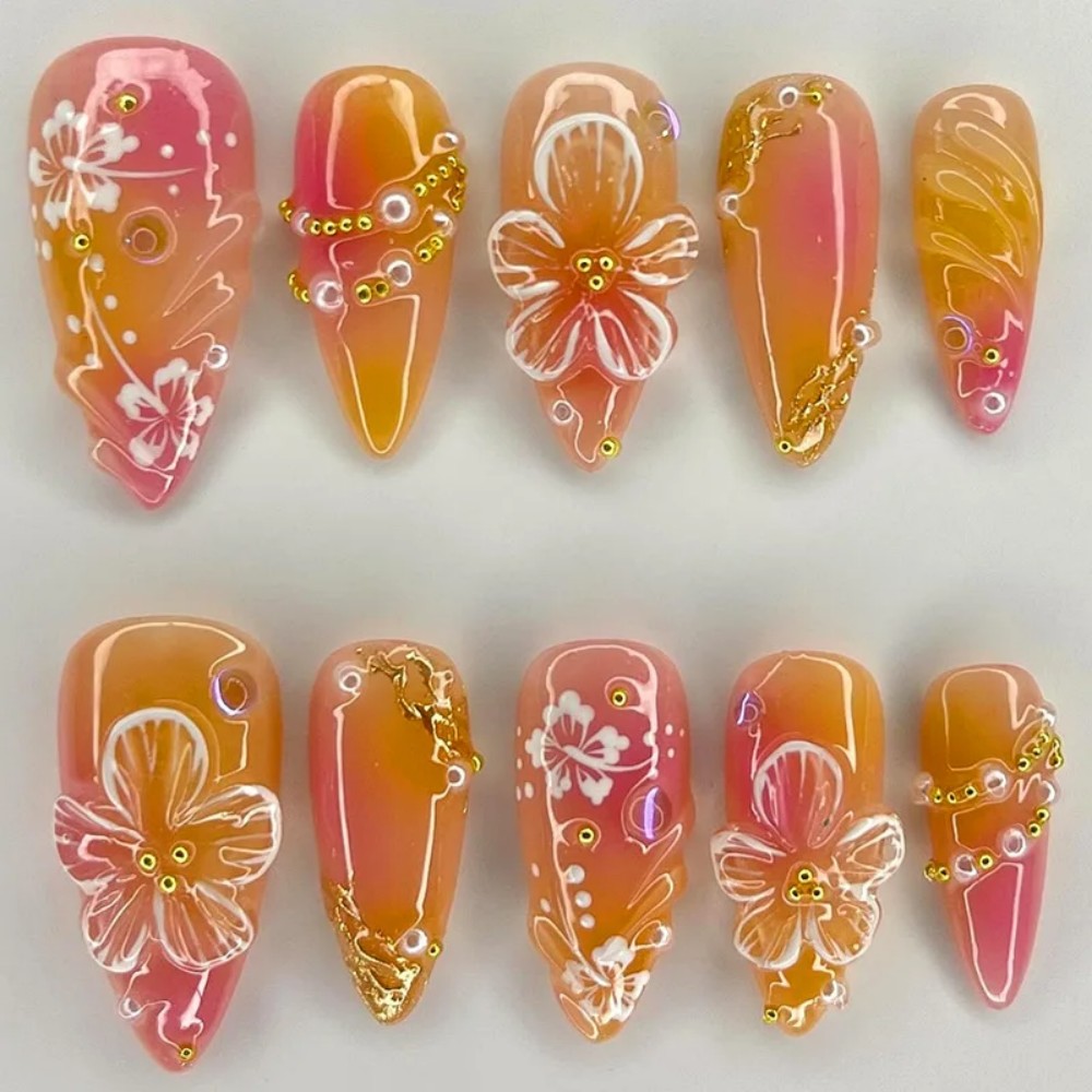 24Pcs Pink Gradient Almond Fak - Nail Art Press On review and price