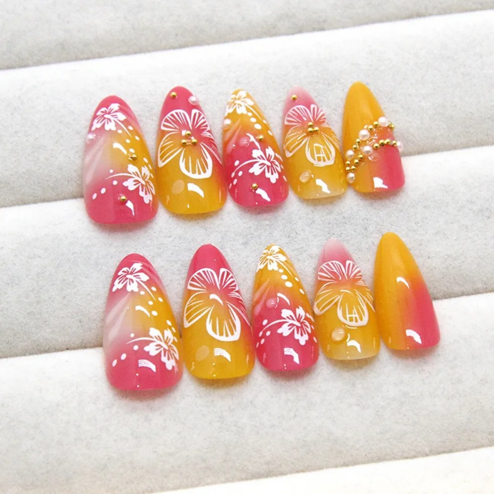 24Pcs Pink Gradient Almond Fak - Nail Art Press On review and price