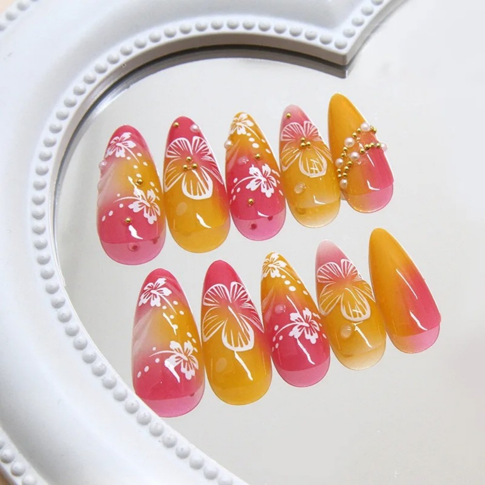 24Pcs Pink Gradient Almond Fak - Nail Art Press On review and price