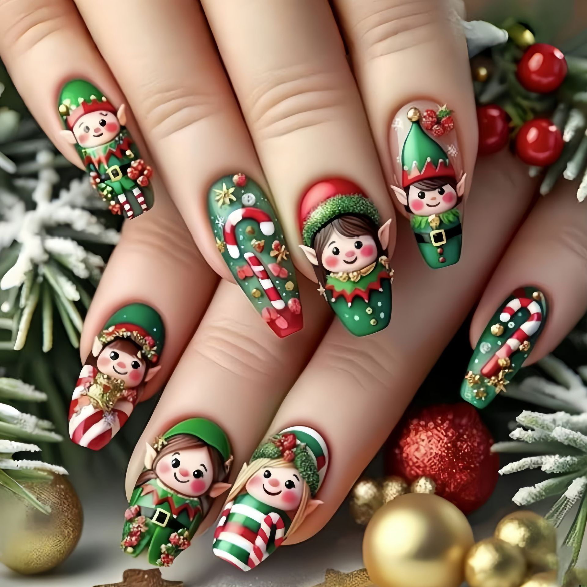 Medium fake nails for Christma - Nail Art Press On review and price