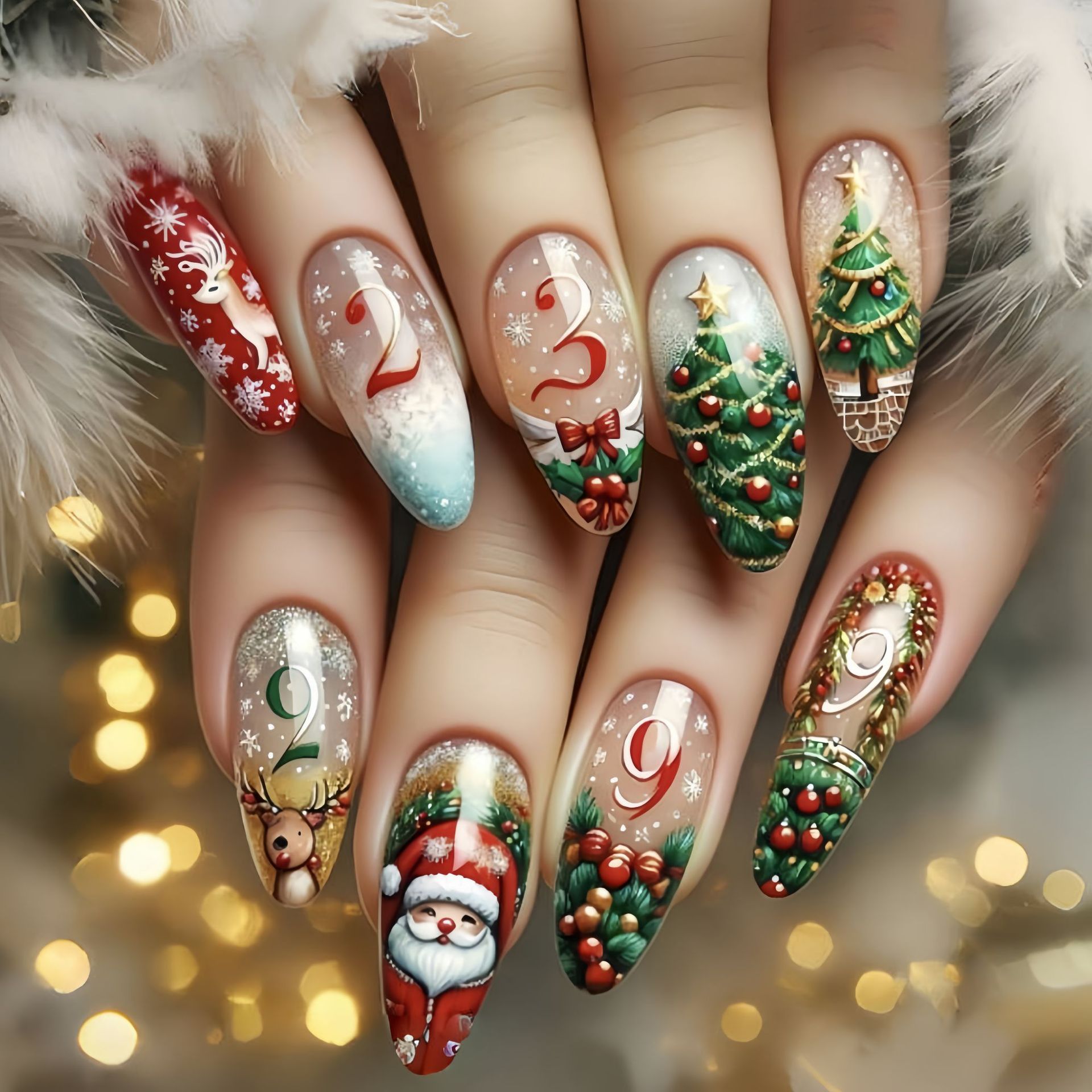Medium fake nails for Christma - Nail Art Press On review and price