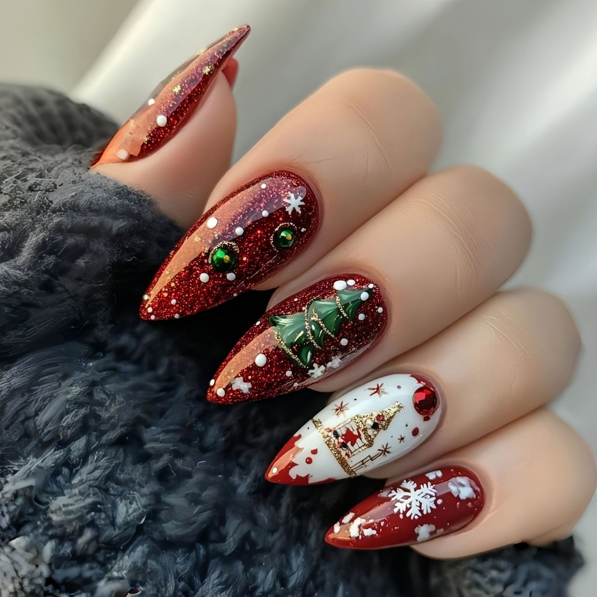 Medium fake nails for Christma - Nail Art Press On review and price