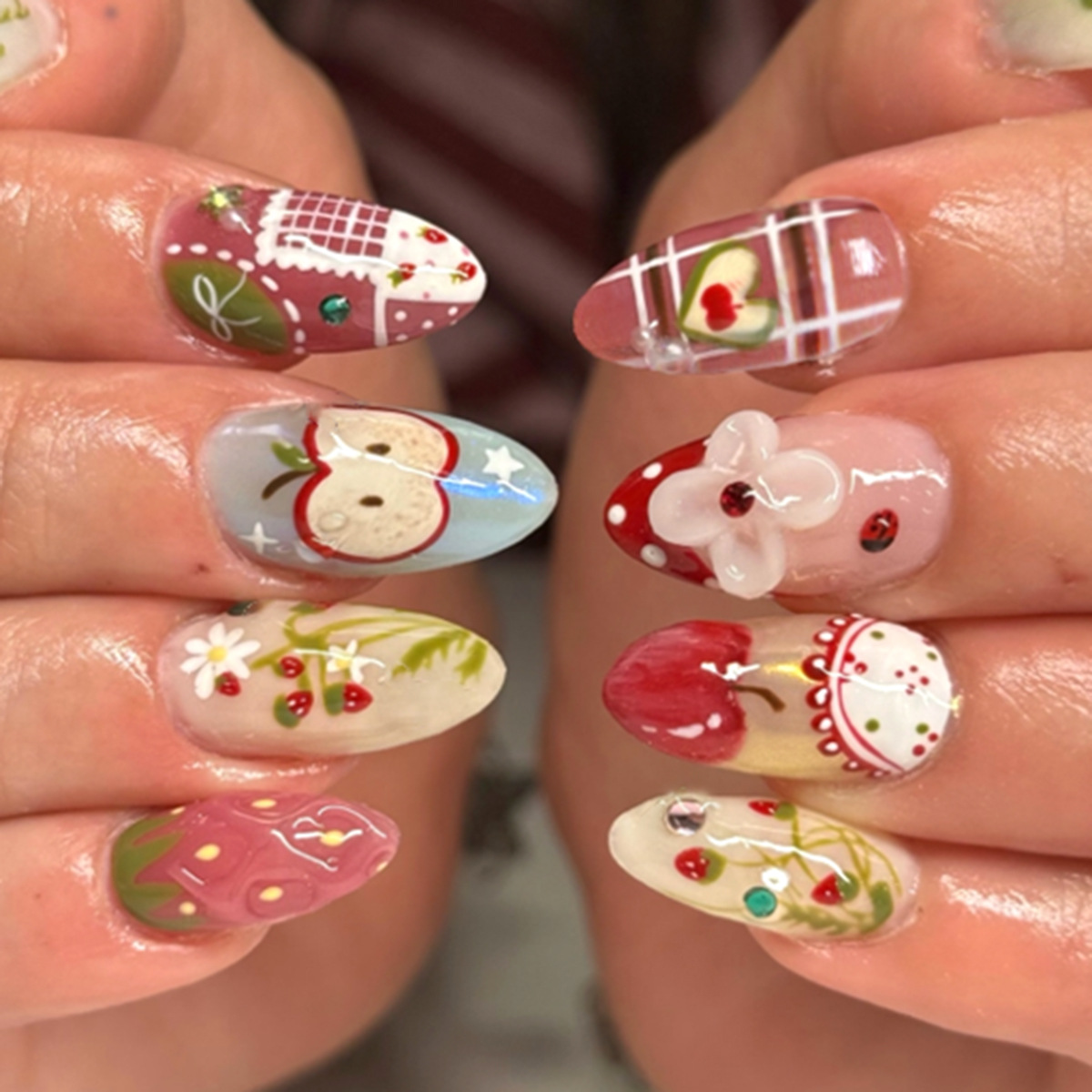 24pcs Flower Long Almond Press - Nail Art French review and price