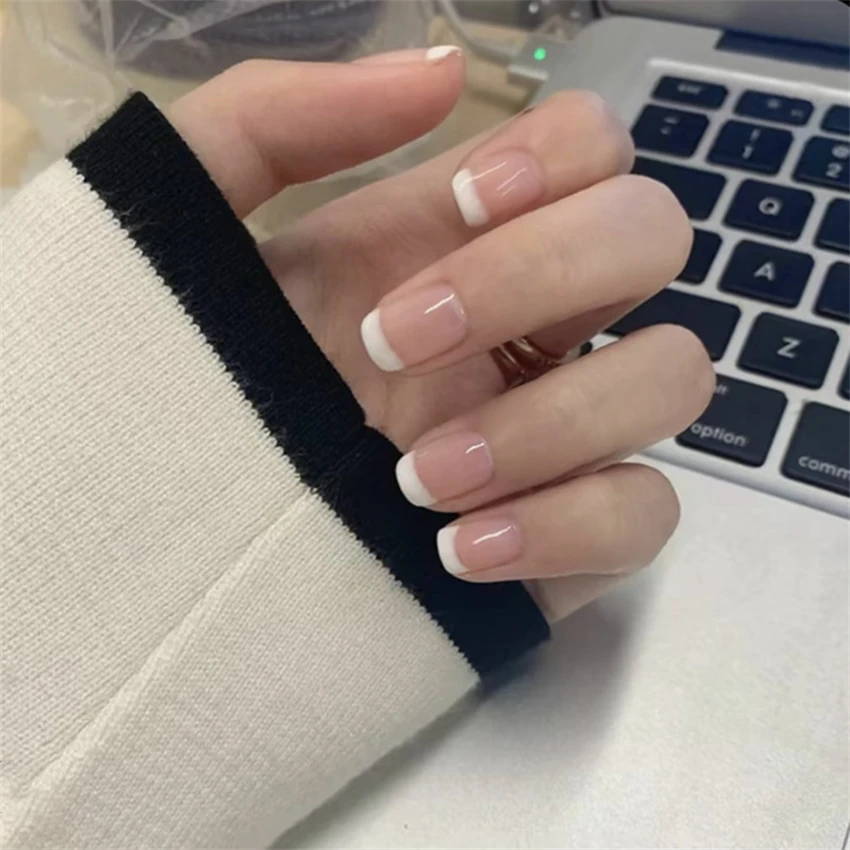 24Pcs/Set Short French Minimal - Nail Art French review and price