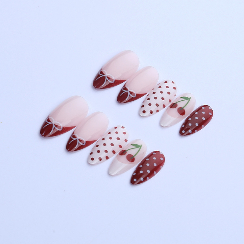 24PCS Fanshion Red French Pres - Nail Art Red Cherry review and price