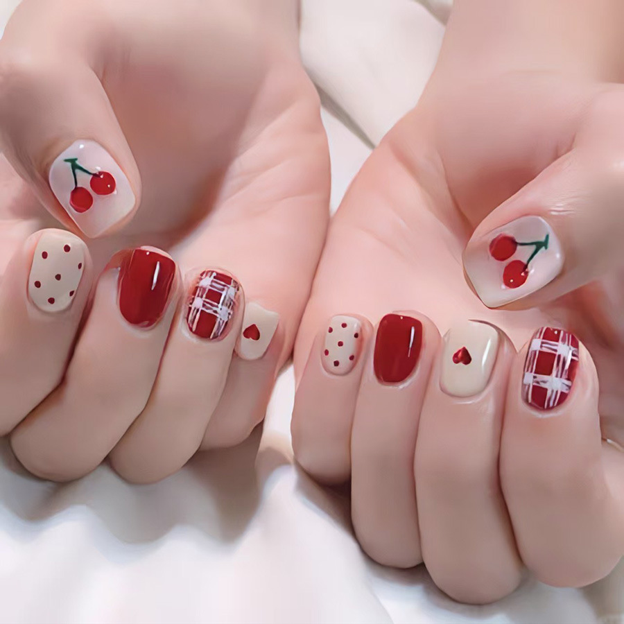 Short Square fake nails for wo - Nail Art French review and price