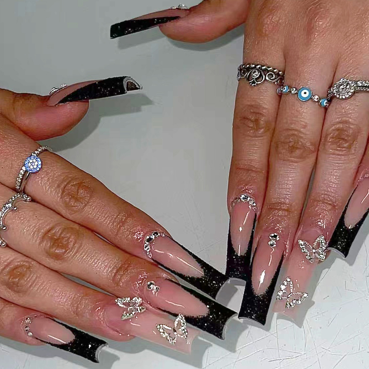 24pcs Black French Fake Nails  - Nail Art Quirky review and price