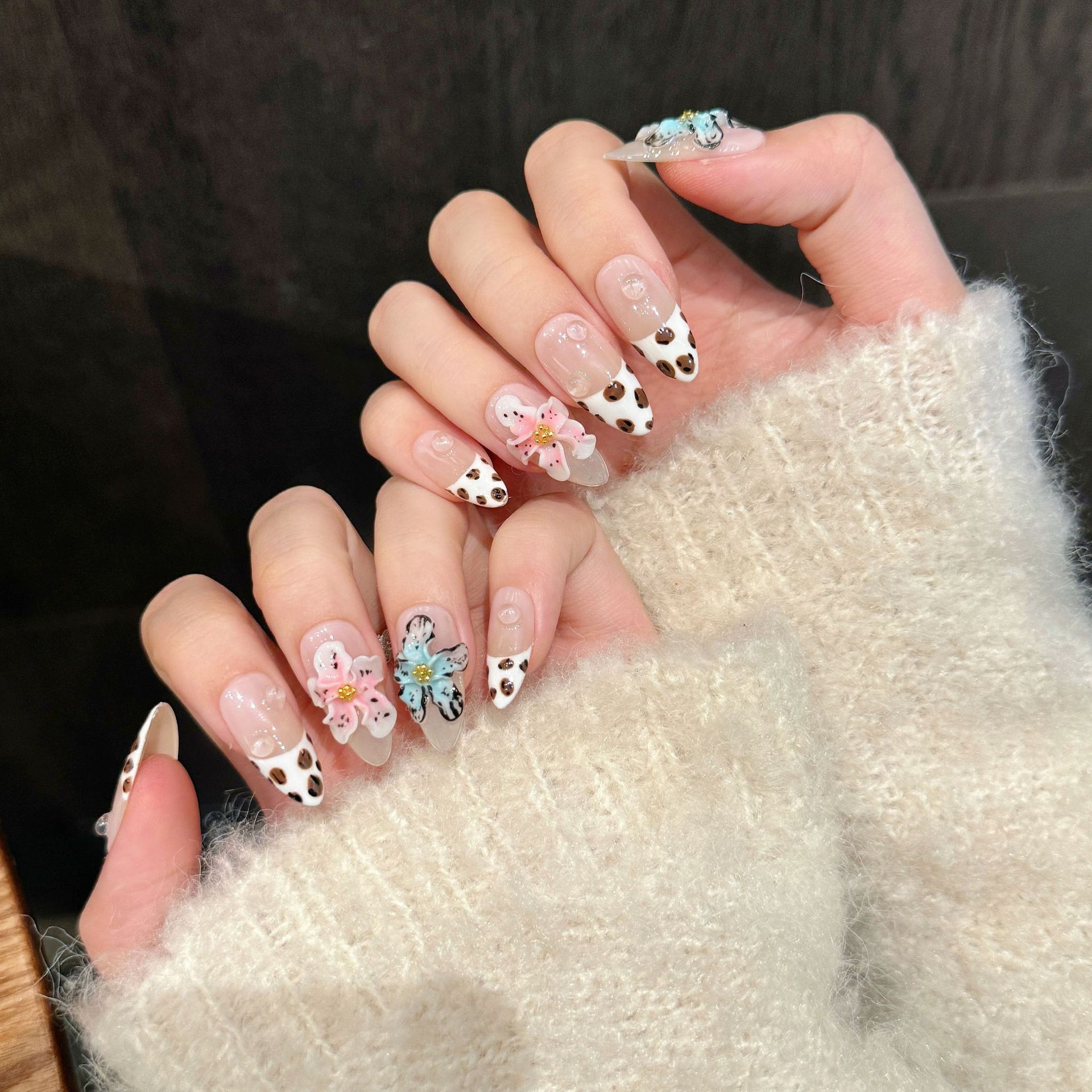 10pcs Glossy Almond Handmade F - Nail Art French review and price