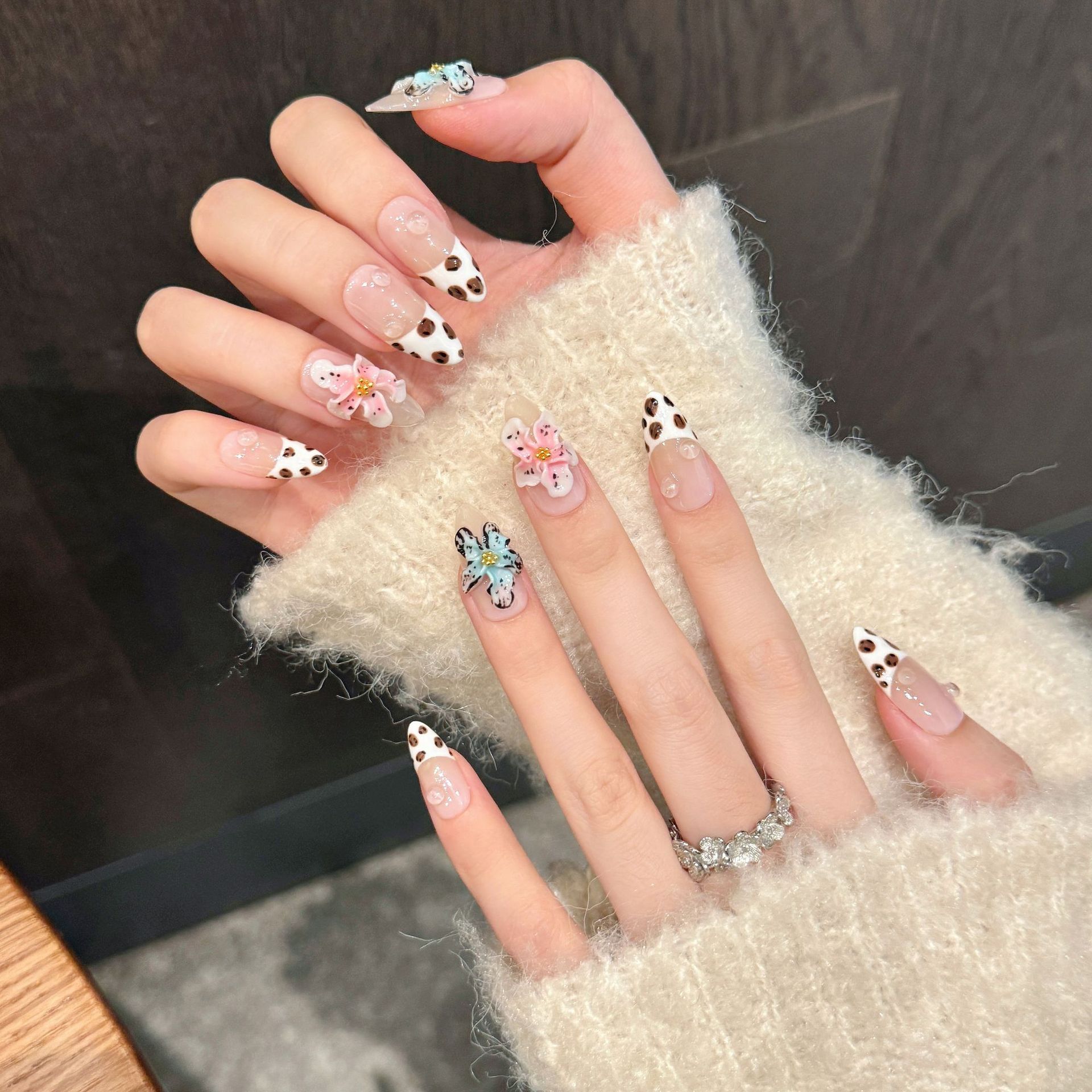 10pcs Glossy Almond Handmade F - Nail Art French review and price