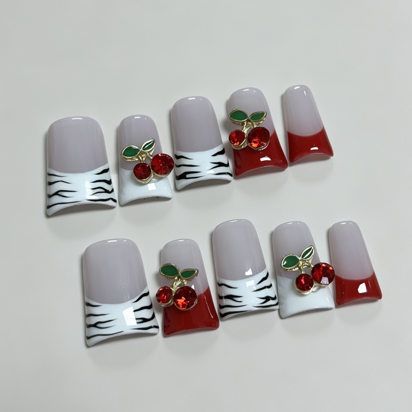 Medium Square 10Pcs French Pre - Nail Art Red Cherry review and price