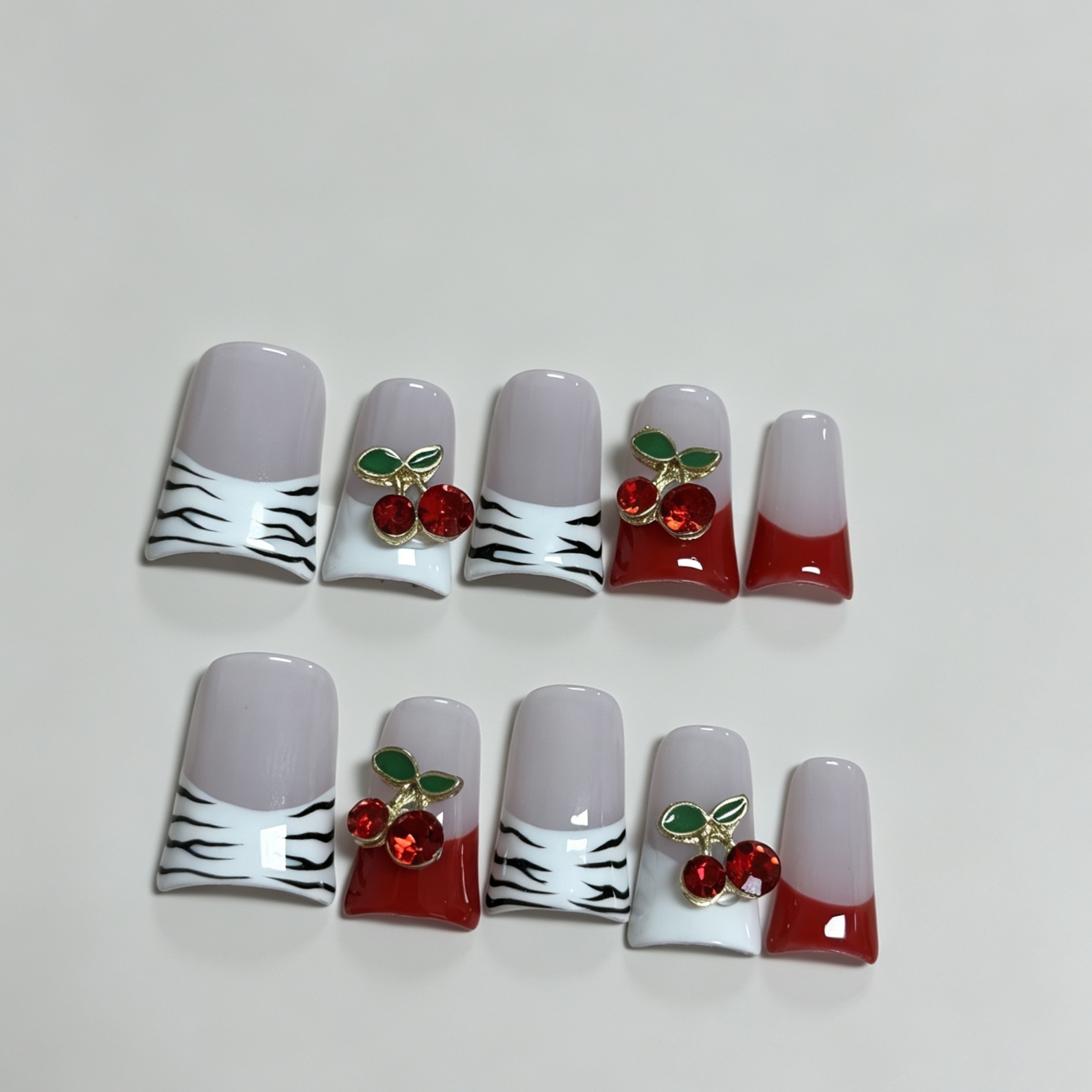 Medium Square 10Pcs French Pre - Nail Art Red Cherry review and price