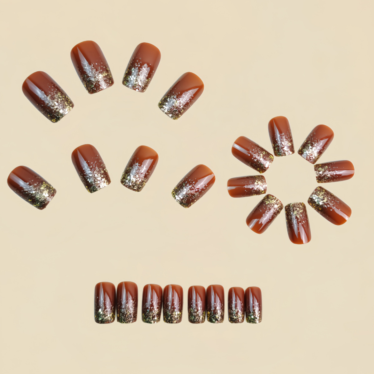 Short Medium fake nails Gradie - Nail Art Press On review and price