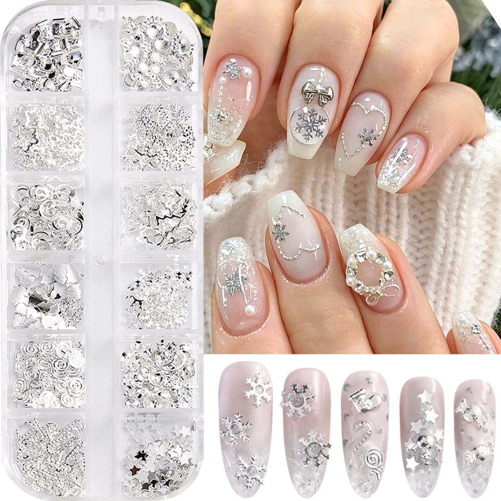 3D Gold Sliver Snowflake Chris - Nail Art Xmas Tree review and price