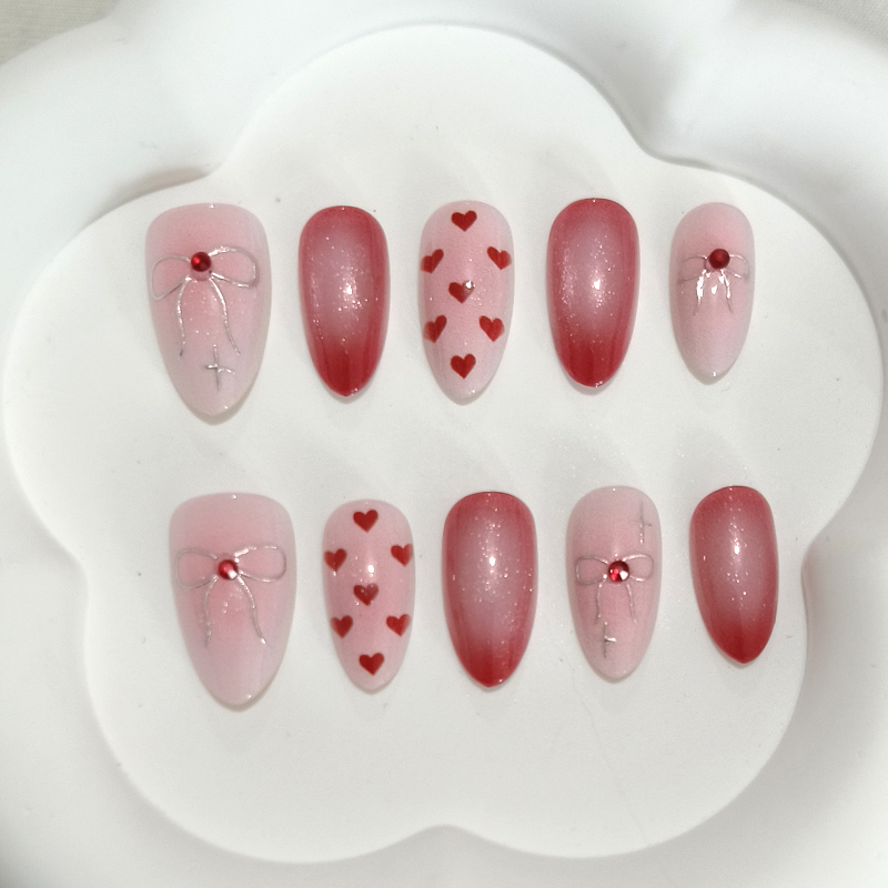 10Pcs Sweet Cute Heart-shaped  - Nail Art French review and price