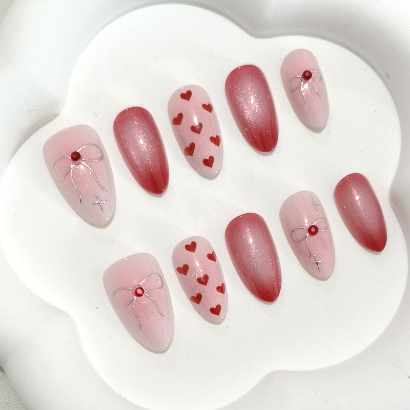 10Pcs Sweet Cute Heart-shaped  - Nail Art French review and price