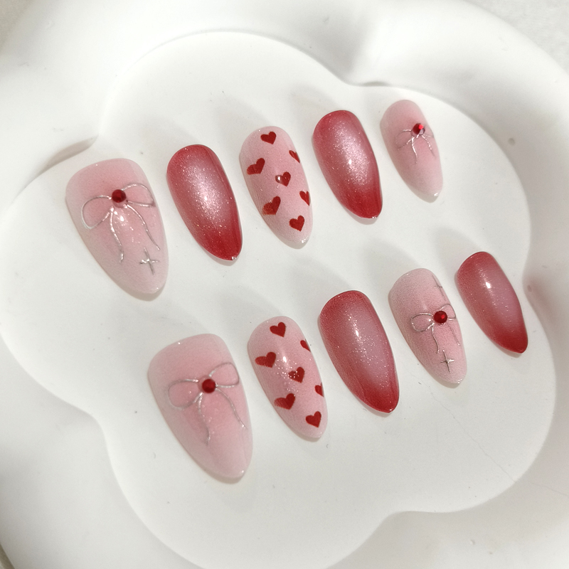 10Pcs Sweet Cute Heart-shaped  - Nail Art French review and price